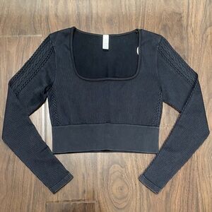 Aerie Black Long Sleeve Crop Top